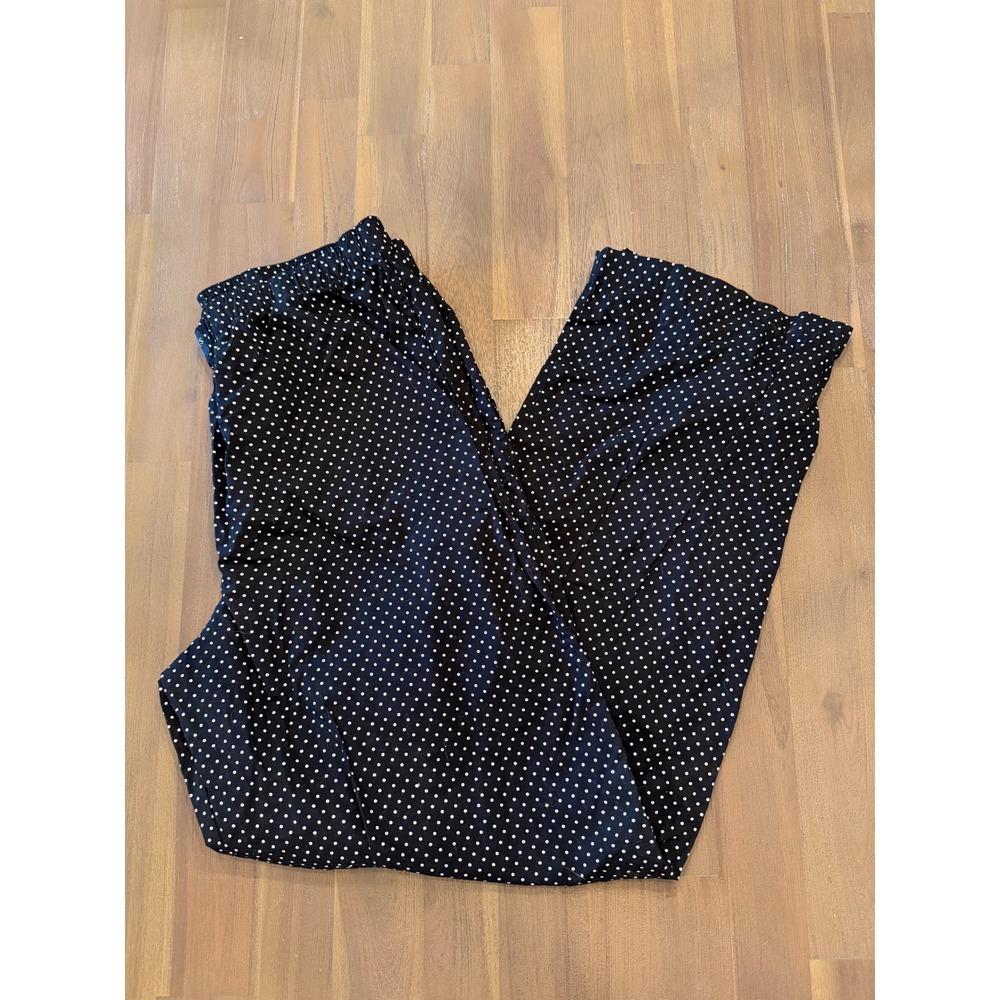 Victoria's Secret Pajama Pants Large Long Black White Polka Dot Cotton Lounge